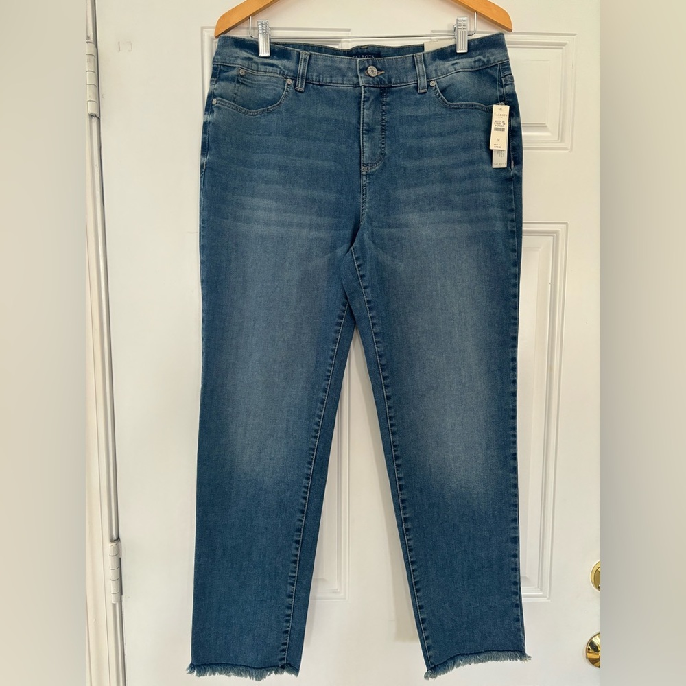 NWT Talbots Simply Five-Pocket Women’s Jeans Ankle Frayed Hem Size 12